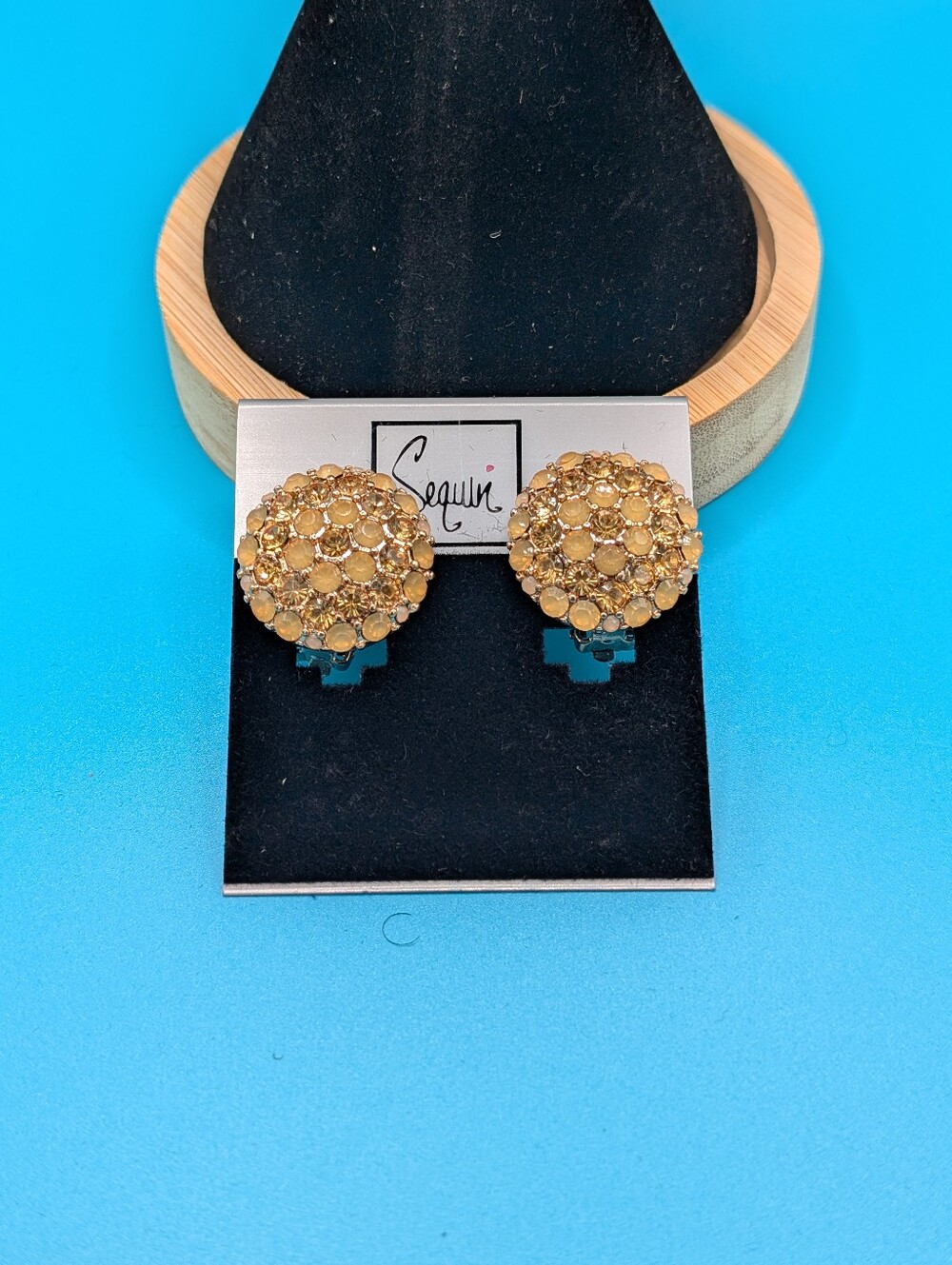 SEQUIN Gold Crystal Cluster Clip-On Earrings